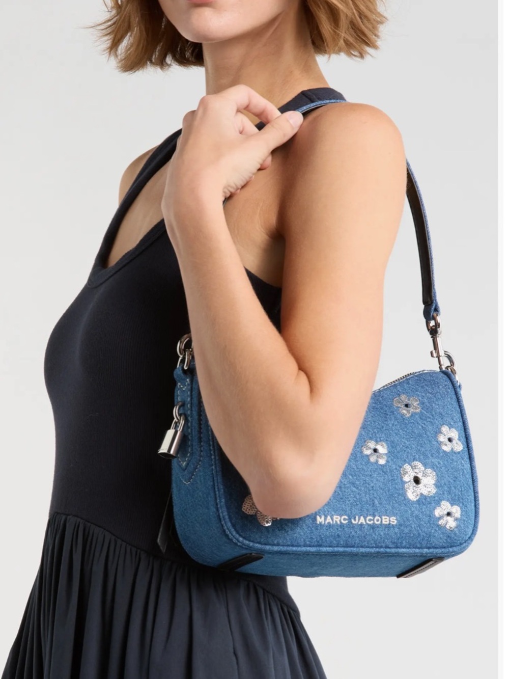 Marc Jacobs Blue Sequin Floral Denim Shoulder Bag NWT - Picture 4 of 7